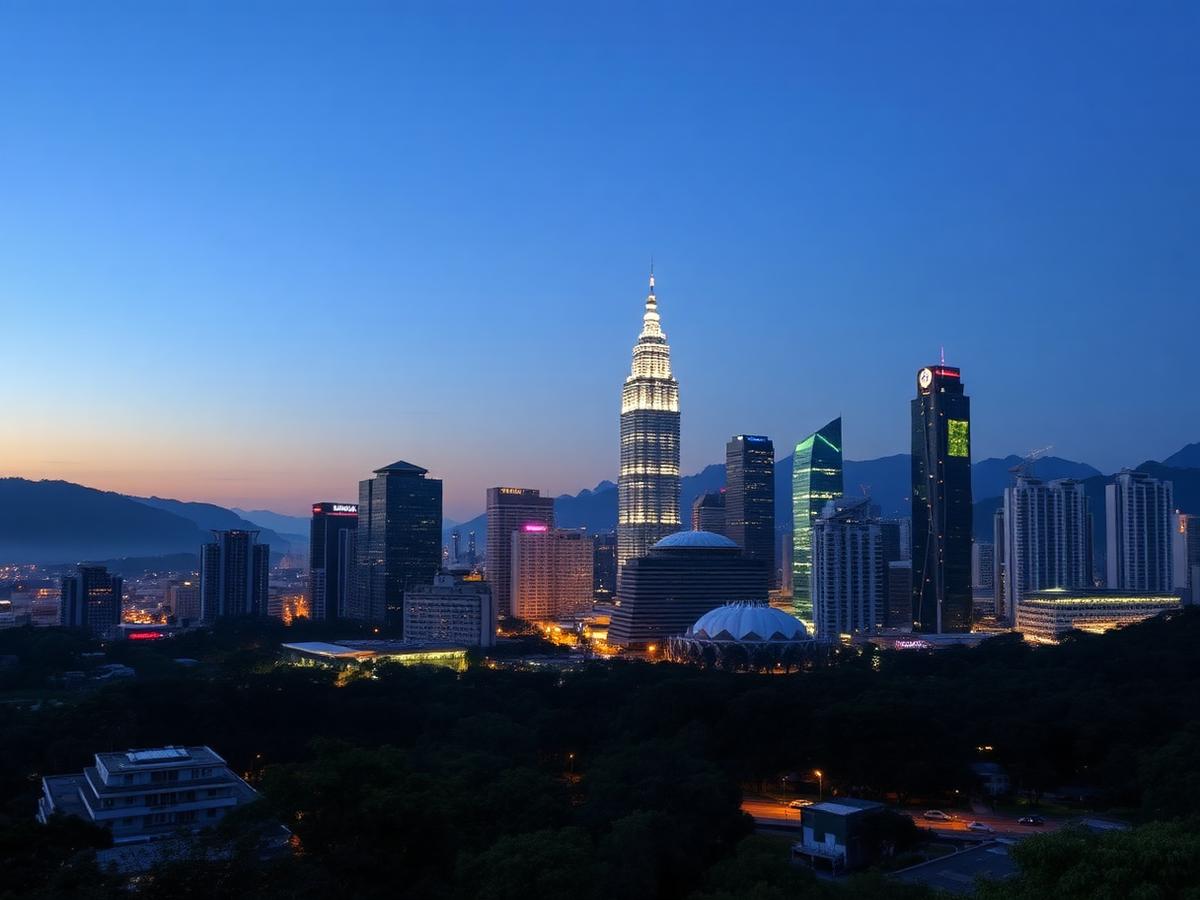 Kuala Lumpur skyline at blue hour